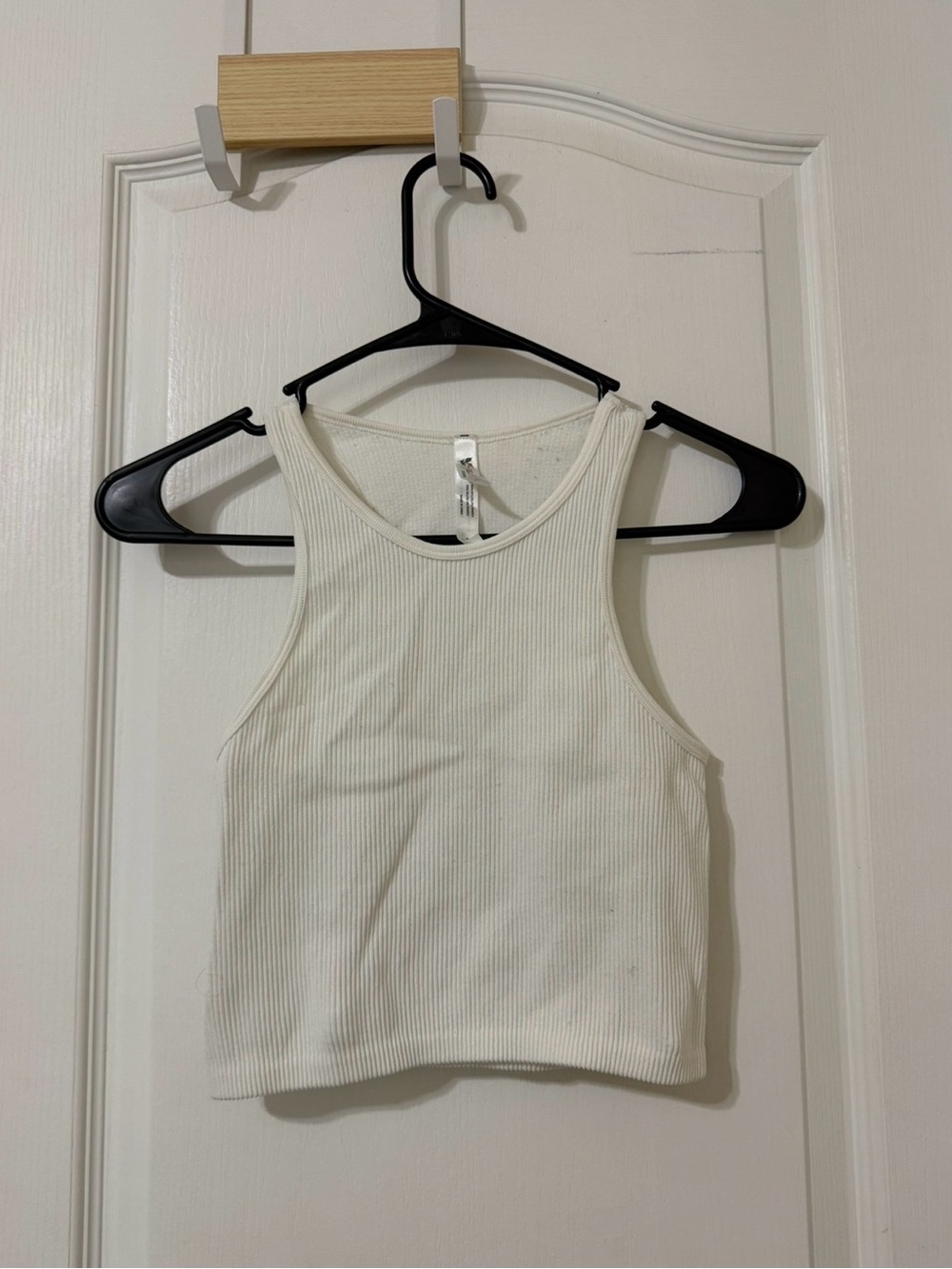 Love Tree White Ribbed Racerback Crop Tank
